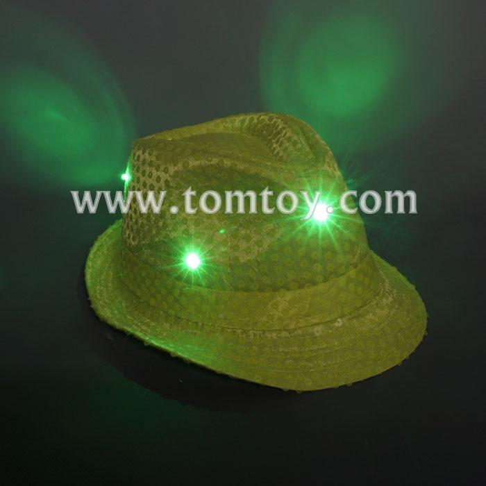 Neon Green Light Up Sequin Fedora HatTomtoy