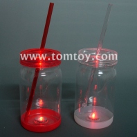 led flashing mason jar drink cup with straw tm02269
