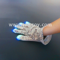 led flashing silver sequin glove, double sided tm00514