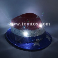 led usa star sequin fedora hat tm03144-star