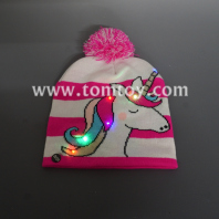 light up unicorn knitted beanie hat tm05543
