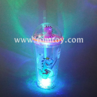 led dinosaur double walled cup with straw tm08558