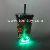 led pumpkin smiley face cup with straw tm08600