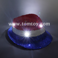 led sequin fedora hat red-white-blue tm03144-rwb