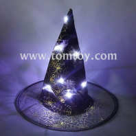 light up black pointed spider web witch hat tm07368