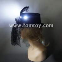 light up feather black veil jazz hat tm07441