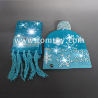light up snowflake beanie hat and scarf tm06936